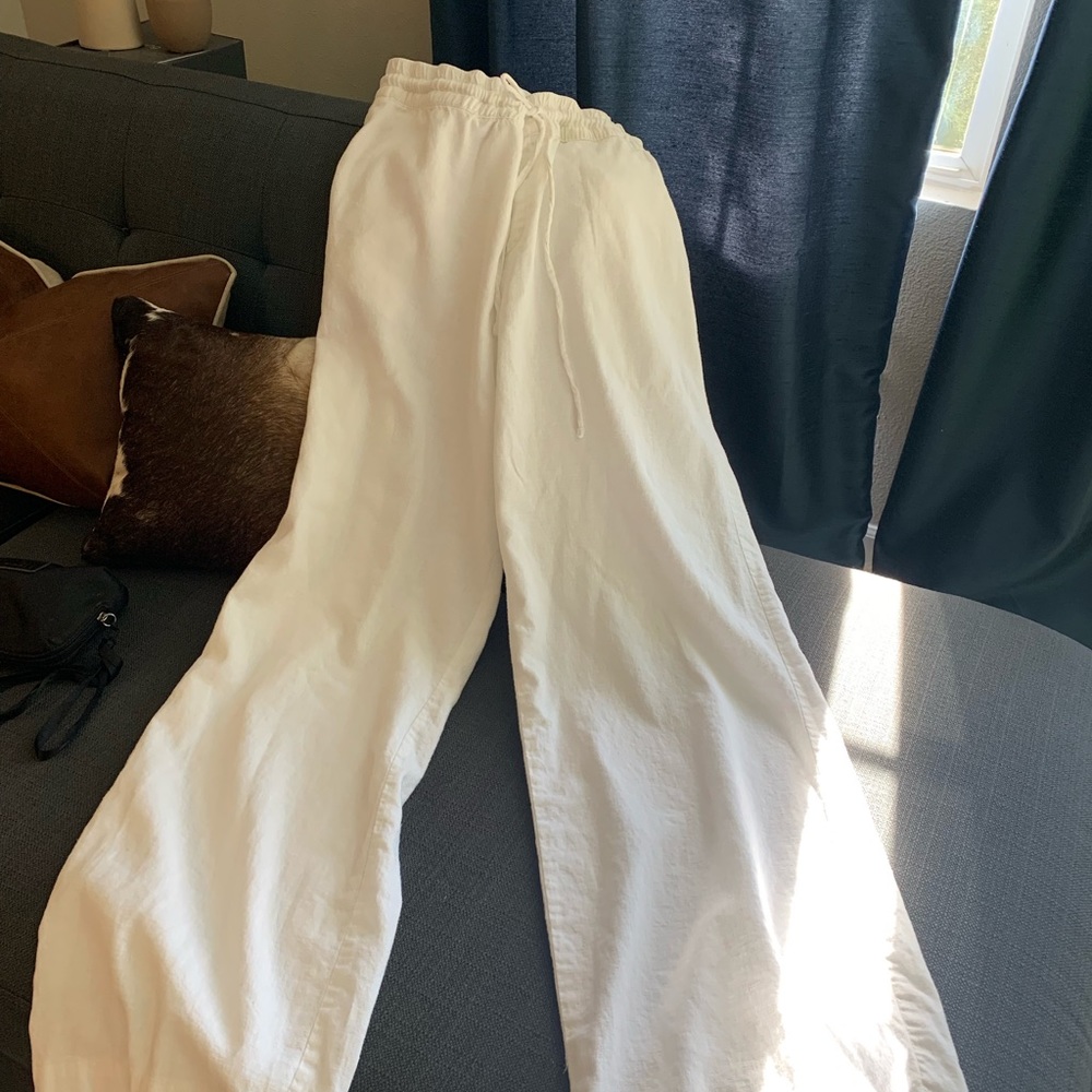 Old Navy XL cream linen wide leg pants